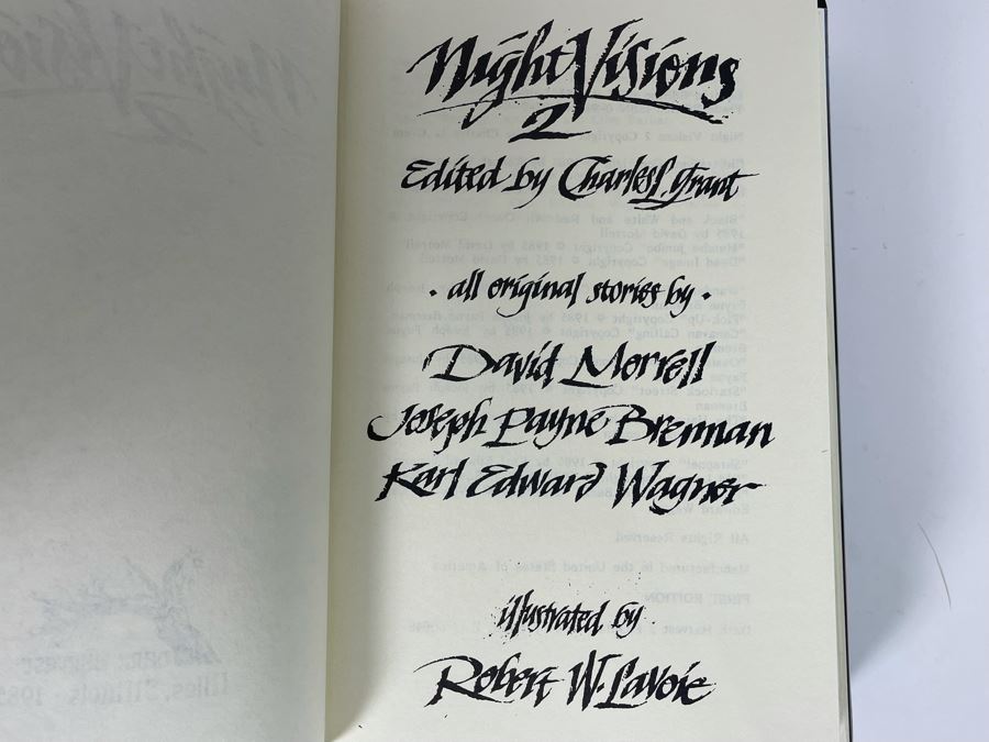 Signed Limited / First Edition Hardcover Book With Slipcover Night Visions 2 Signed By David Morrell, Joseph Payne Brennan, Karl Edward Wagner, Charles L. Grant, Robert W. Lavoie [Photo 7]