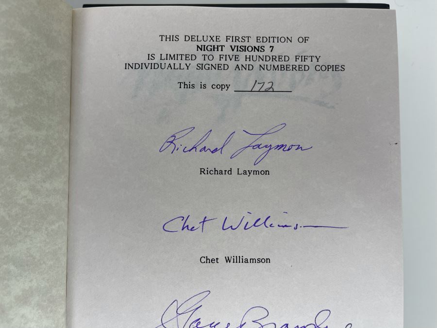 Signed Limited / First Edition Hardcover Book With Slipcover Night Visions 7 Signed By Richard Laymon, Chet Willamson, Gary Brandner, Stanley Wiater, Charles Lang [Photo 6]