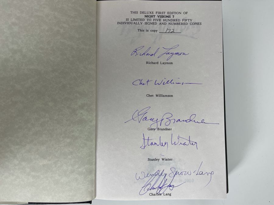 Signed Limited / First Edition Hardcover Book With Slipcover Night Visions 7 Signed By Richard Laymon, Chet Willamson, Gary Brandner, Stanley Wiater, Charles Lang [Photo 5]