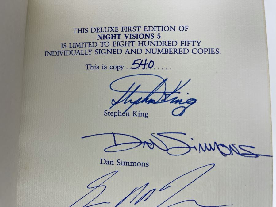 Signed Limited / First Edition Hardcover Book With Slipcover Night Visions 5 Signed By Stephen King, Dan Simmons, George R. R. Martin, Douglas E. Winter, Ron And Val Lakey Lindahn [Photo 5]