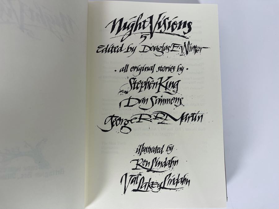Signed Limited / First Edition Hardcover Book With Slipcover Night Visions 5 Signed By Stephen King, Dan Simmons, George R. R. Martin, Douglas E. Winter, Ron And Val Lakey Lindahn [Photo 8]