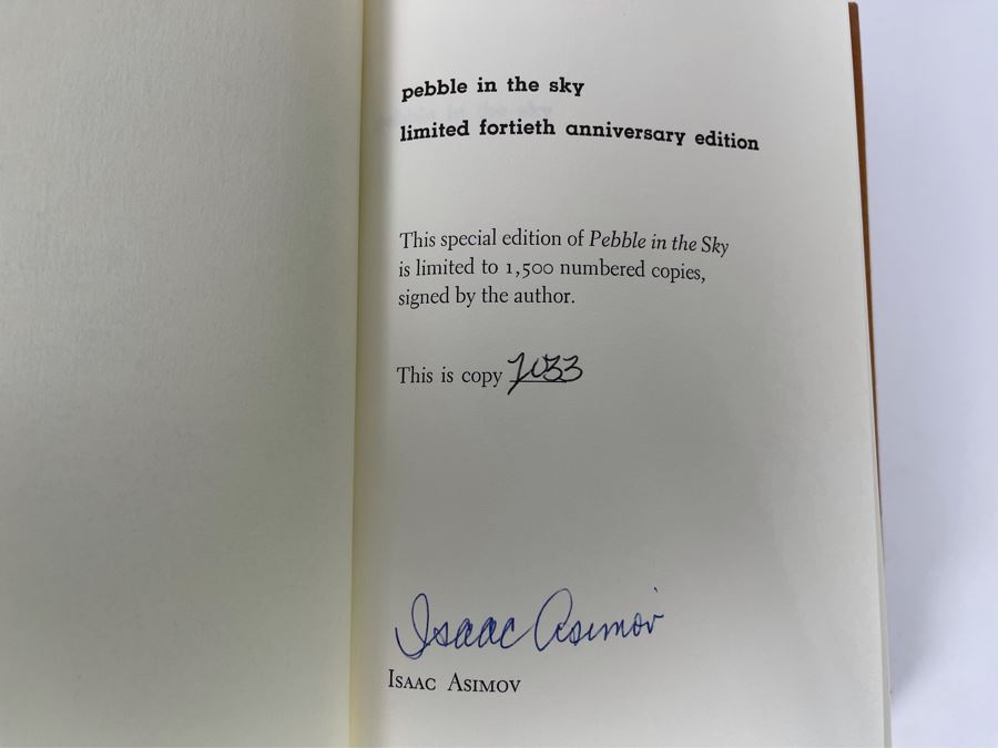 Signed Limited / First Edition Hardcover Book With Slipcover Pebble In The Sky Limited Fortieth Anniversary Edition By Isaac Asimov [Photo 9]