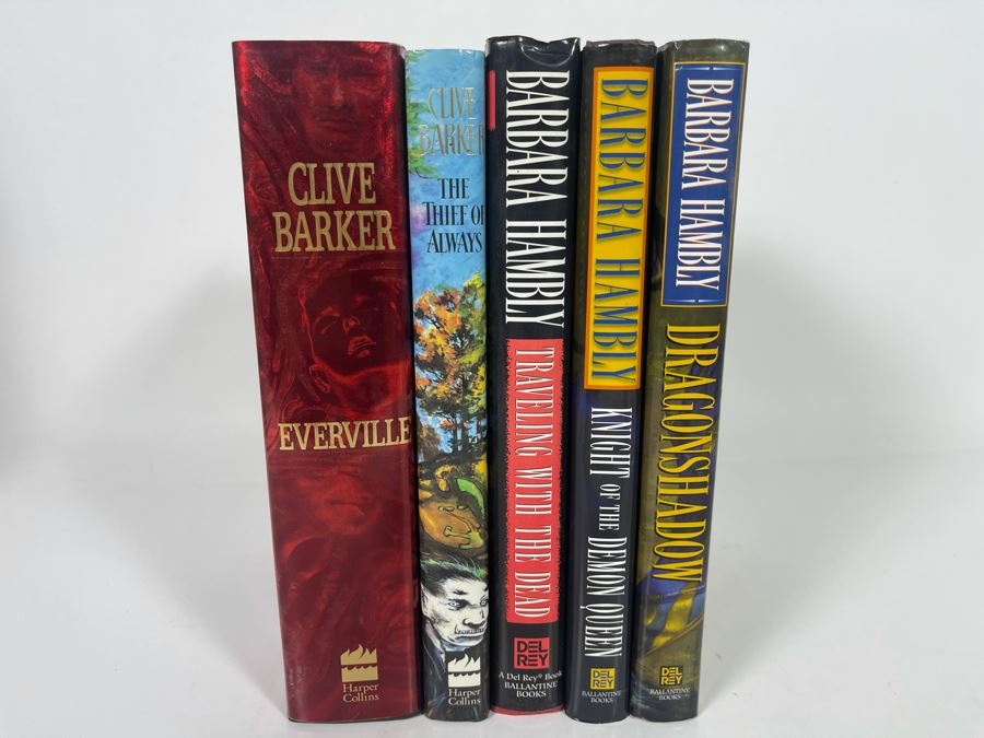 (3) First Edition Hardcover Books By Barbara Hambly And (2) First Edition Hardcover Books By Clive Barker [Photo 1]