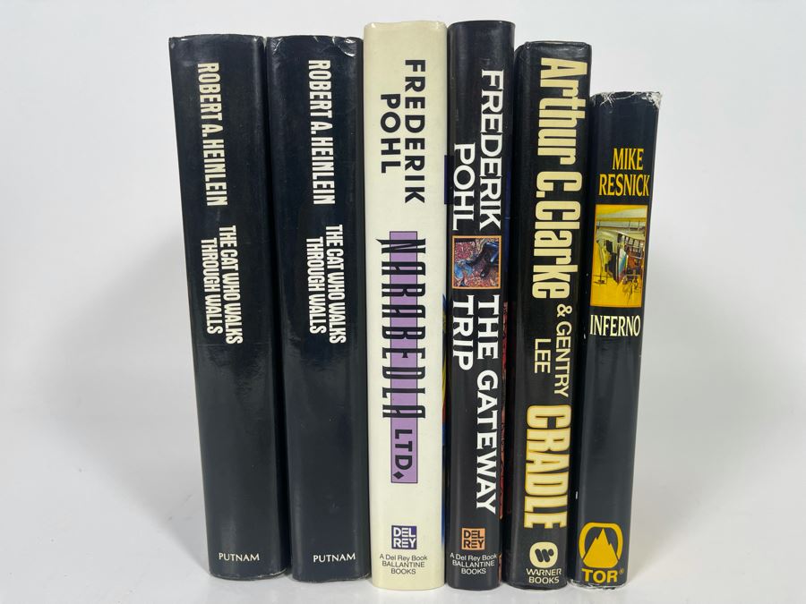 Six First Edition Hardcover Books By Robert A. Heinlein, Frederik Pohl, Arthur C. Clarke And Mike Resnick [Photo 2]