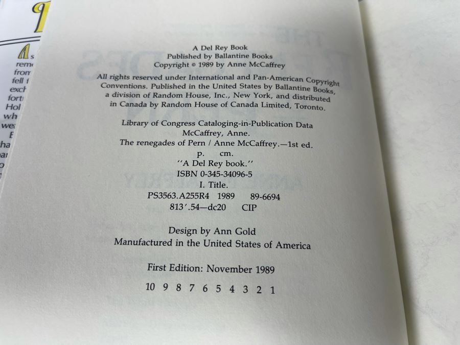 Six First Edition Hardcover Books By Anne McCaffrey [Photo 3]