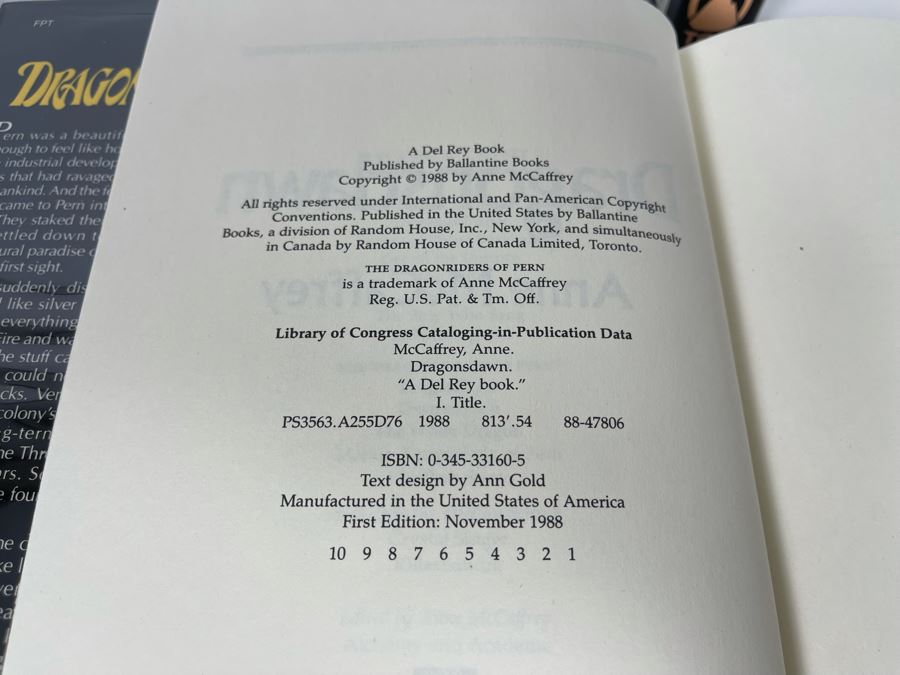 Six first edition hardcover books by anne mccaffrey