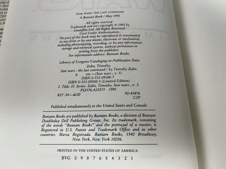 Four First Edition Hardcover Books Star Wars By Timothy Zahn [Photo 10]