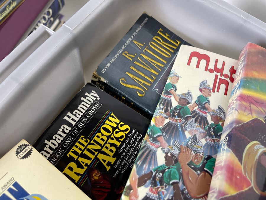 Large Plastic Bin Of Paperback Science Fiction Fantasy Books [Photo 10]