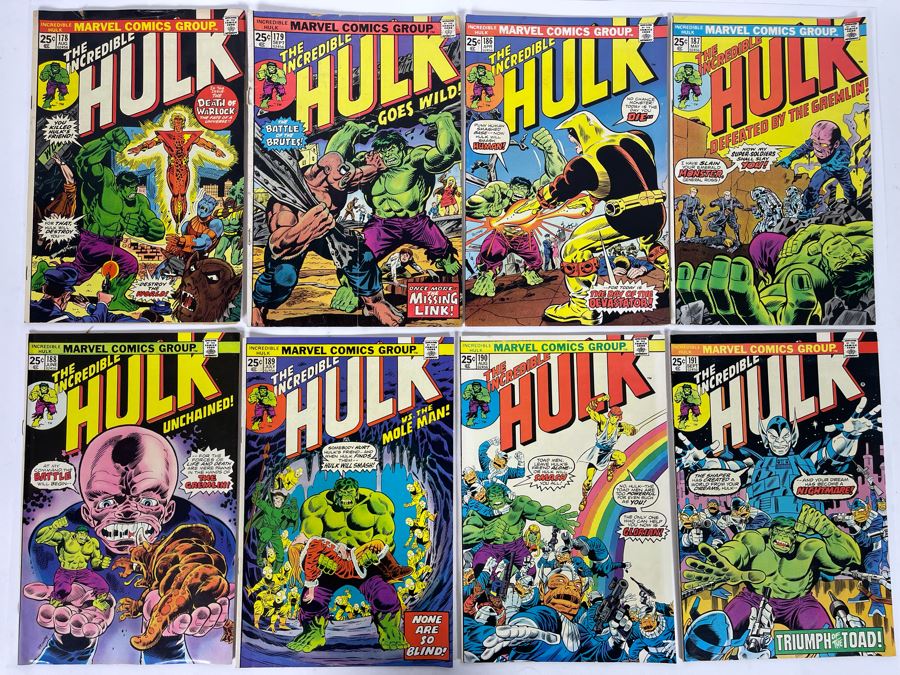 Marvel The Incredible Hulk Comic Books: #178,179,186,187,188,189,190,191