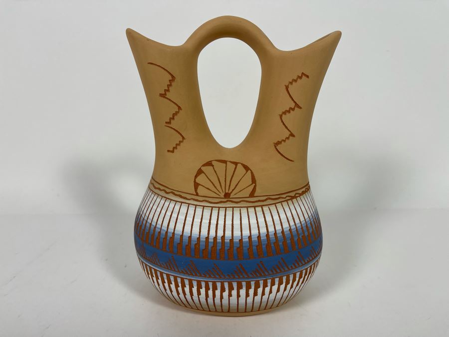 JUST ADDED - Signed Navajo Etched Pottery By Arlene Begay 5.5W X 8.5H [Photo 6]