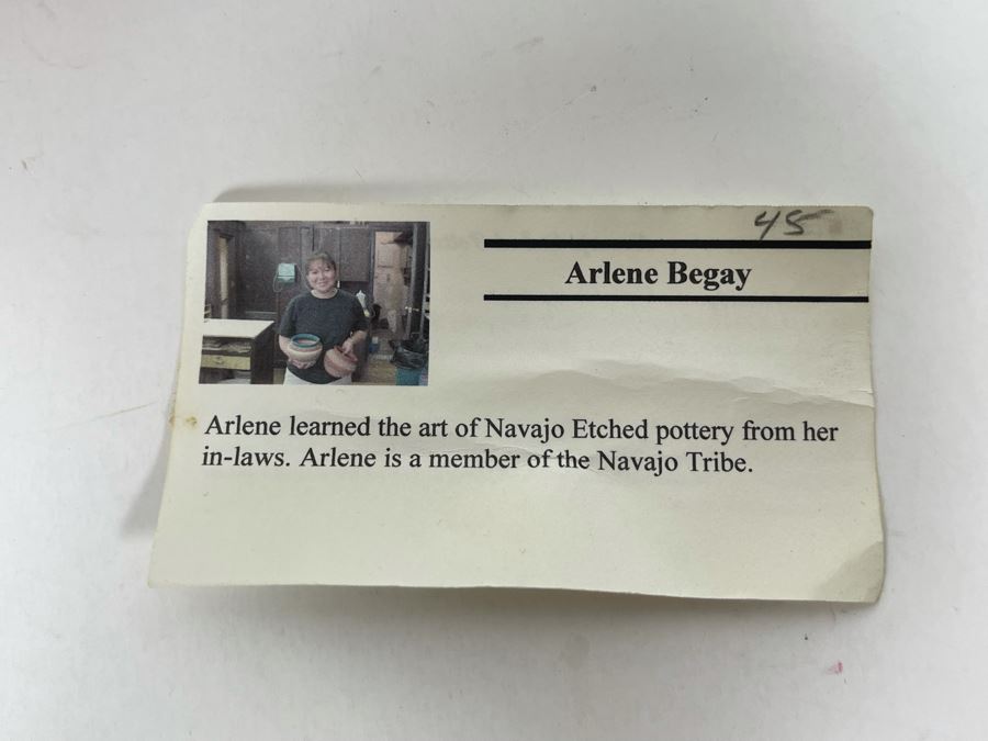 JUST ADDED - Signed Navajo Etched Pottery By Arlene Begay 5.5W X 8.5H [Photo 8]