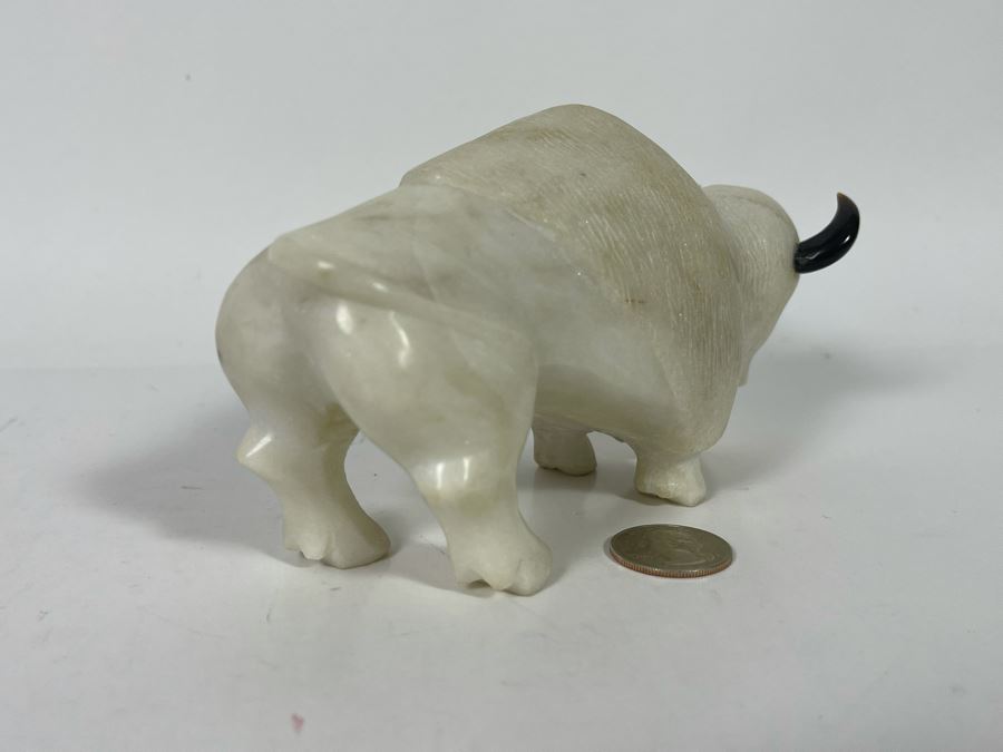 JUST ADDED - Signed Native American Carved Stone Buffalo With Turquoise Signed CD 6.5W X 3D X 3H Retails $185 [Photo 8]