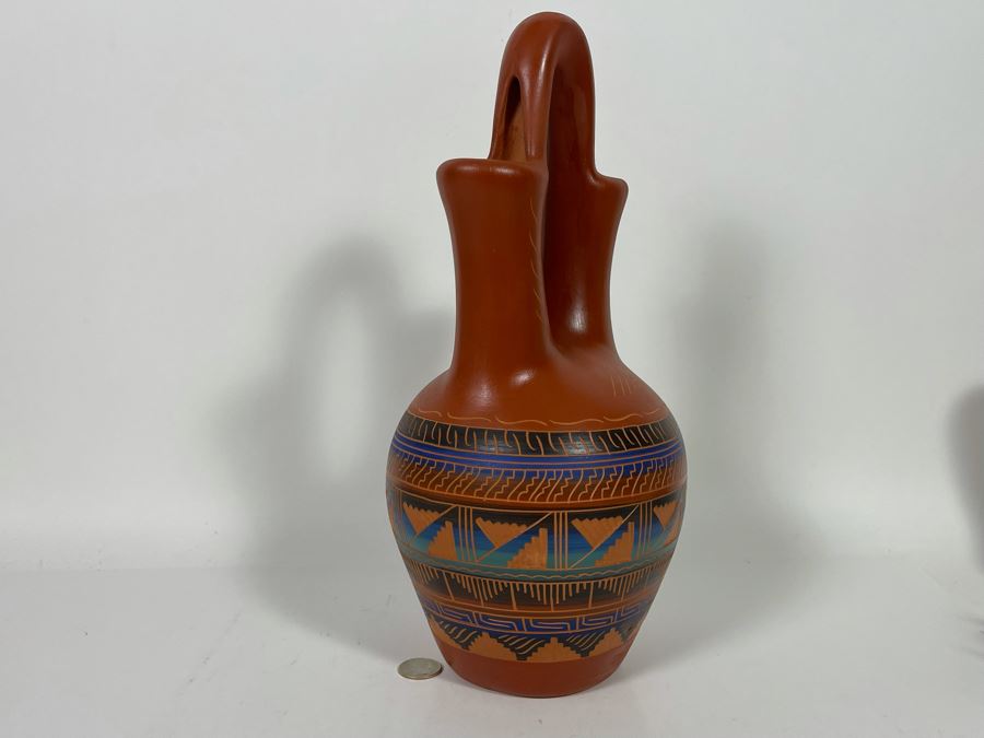 JUST ADDED - Signed Navajo Etched Pottery By Dee Nelson 6.5W X 14.5H [Photo 5]