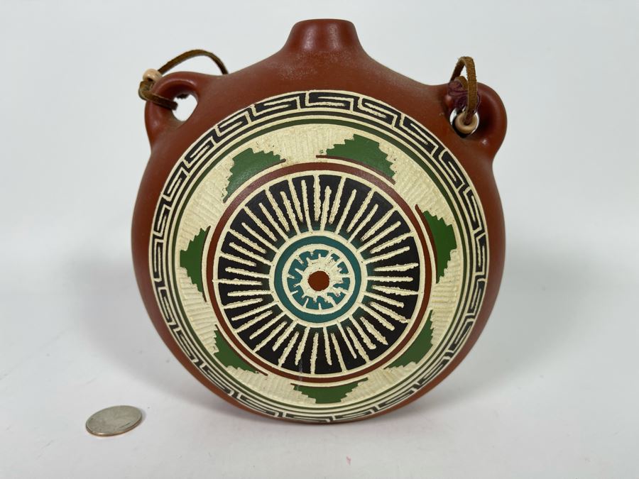 JUST ADDED - Signed Navajo Etched Pottery By T. Williams 7W X 3.5D X 7.5H [Photo 2]