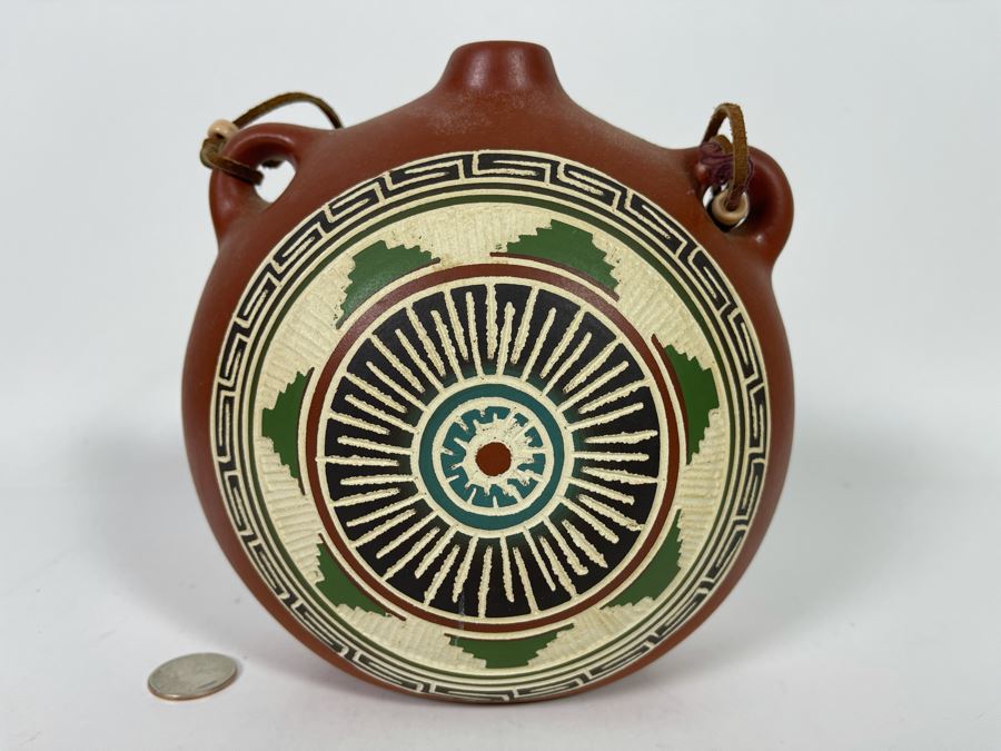JUST ADDED - Signed Navajo Etched Pottery By T. Williams 7W X 3.5D X 7.5H