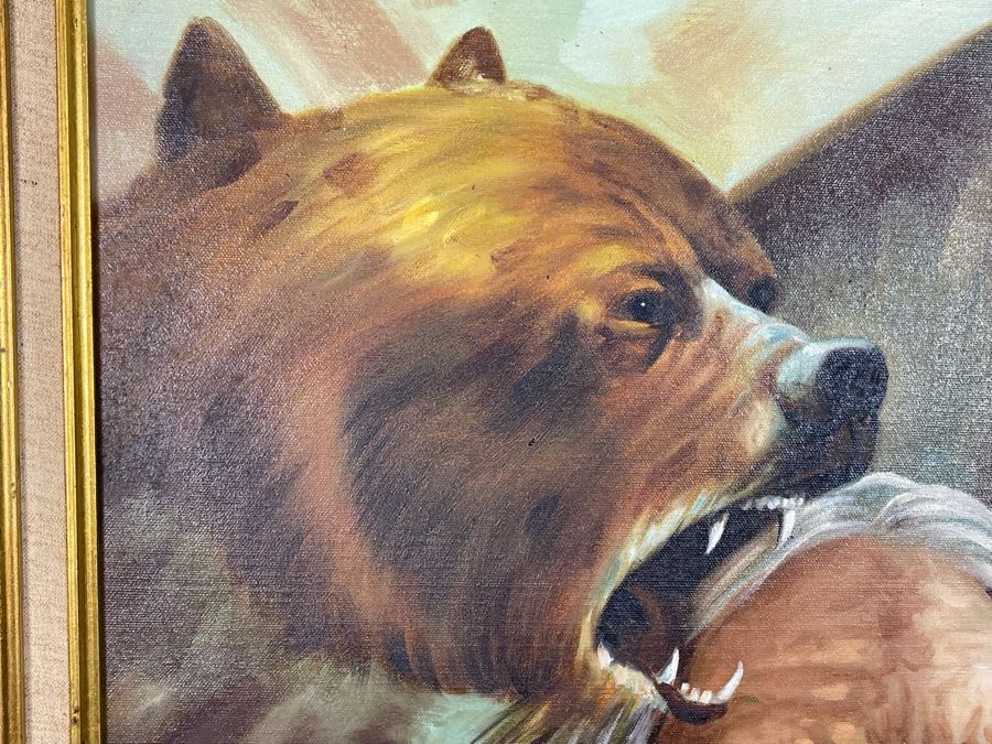 JUST ADDED - Original Native American Painting Signed YOUN.SUK.OH 24 X 36 In Gilt Frame [Photo 5]