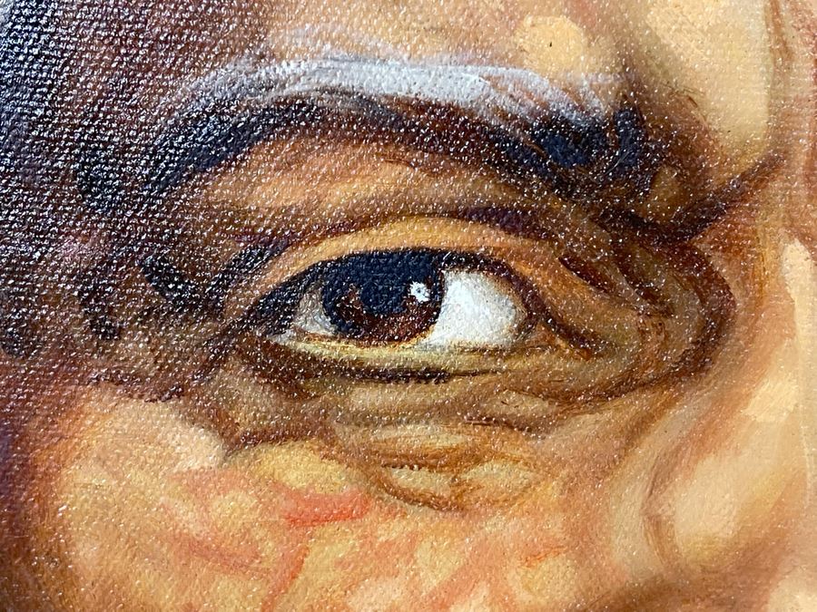 JUST ADDED - Original Native American Painting Signed YOUN.SUK.OH 24 X 36 In Gilt Frame [Photo 11]