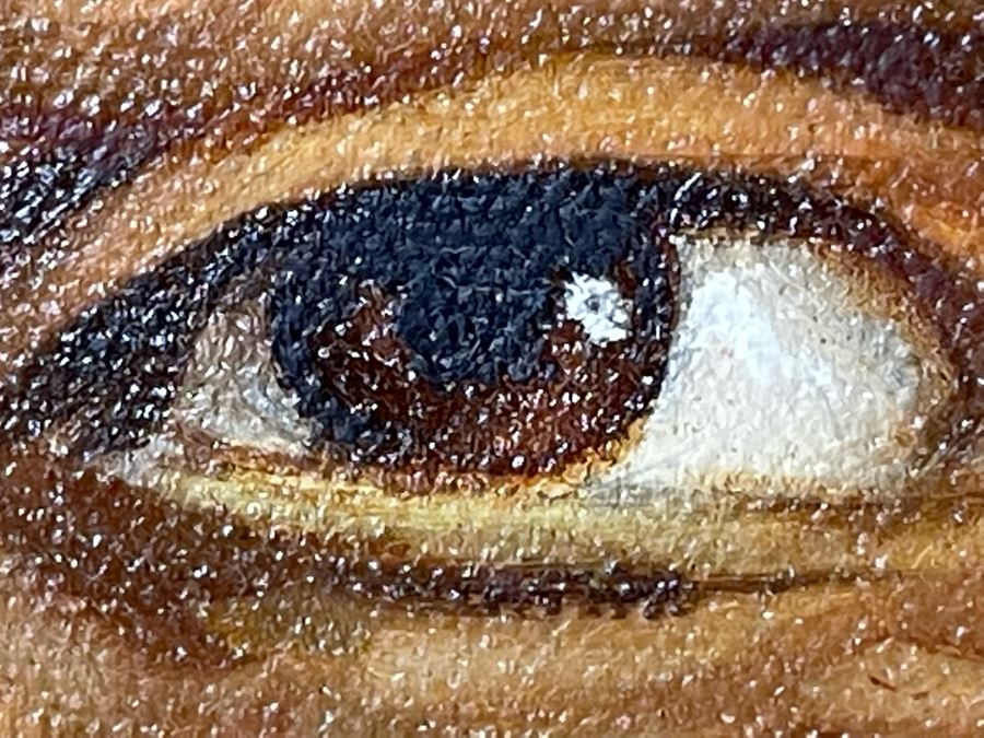 JUST ADDED - Original Native American Painting Signed YOUN.SUK.OH 24 X 36 In Gilt Frame [Photo 12]