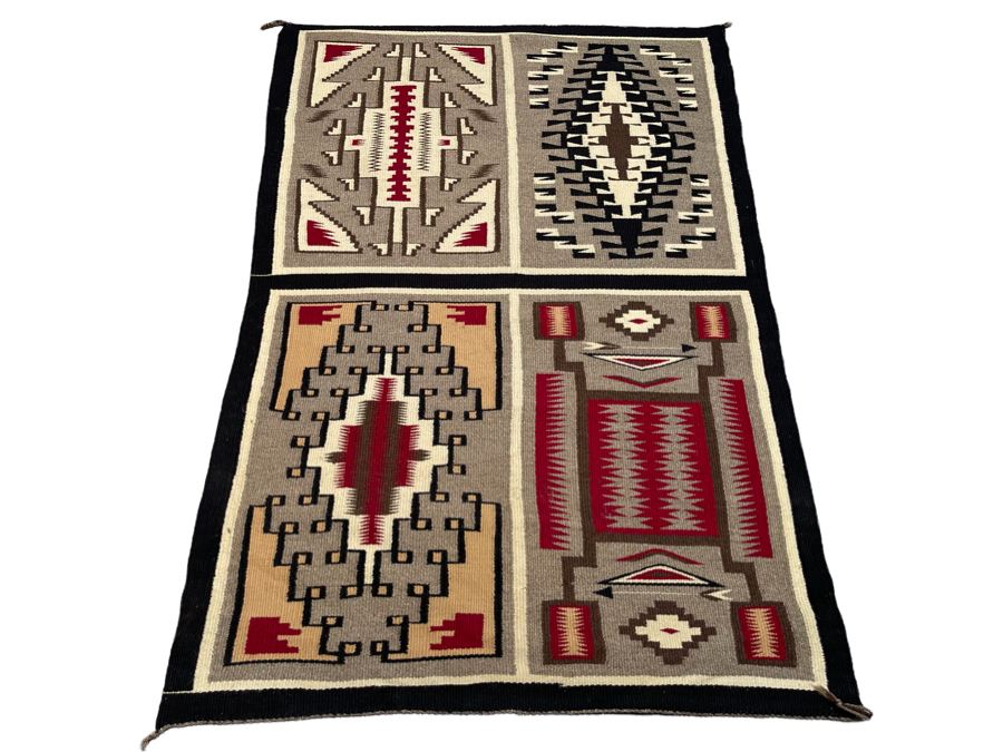JUST ADDED - Original Native American Navajo Finely Woven Sample Rug Blanket 50 X 34 [Photo 1]