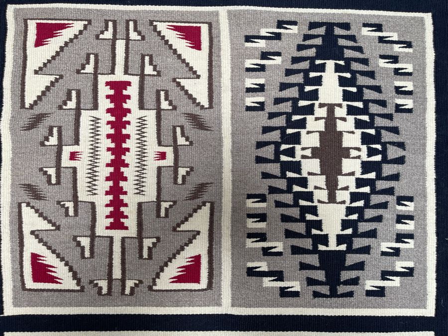 JUST ADDED - Original Native American Navajo Finely Woven Sample Rug Blanket 50 X 34 [Photo 5]
