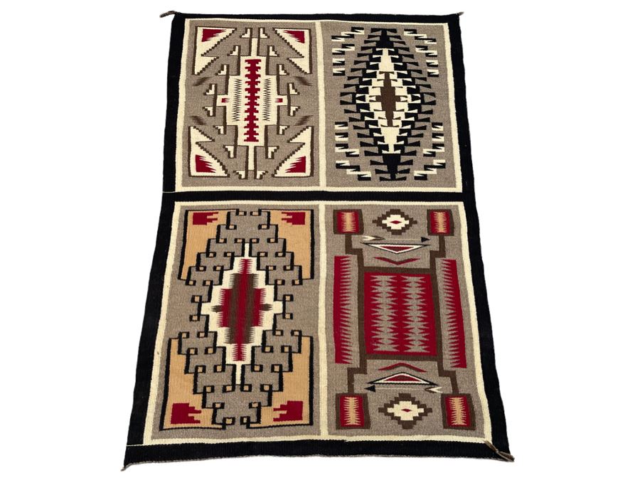 JUST ADDED - Original Native American Navajo Finely Woven Sample Rug Blanket 50 X 34 [Photo 2]