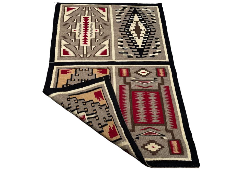JUST ADDED - Original Native American Navajo Finely Woven Sample Rug Blanket 50 X 34 [Photo 3]