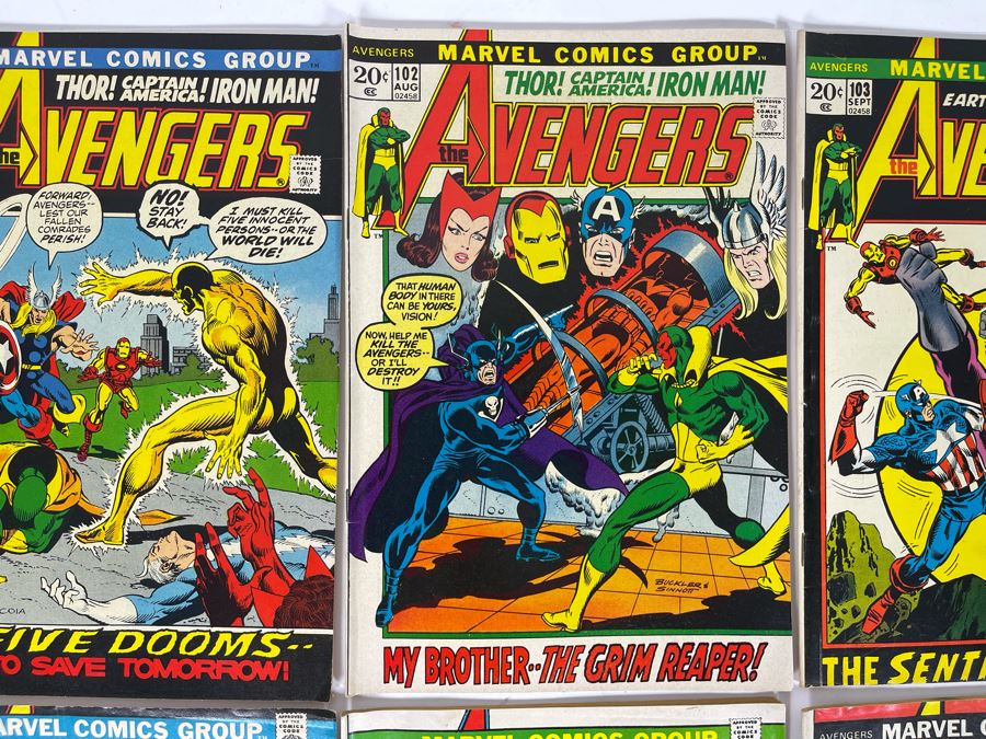 Marvel The Avengers Comic Books: #101,102,103,104,105,106,107,109