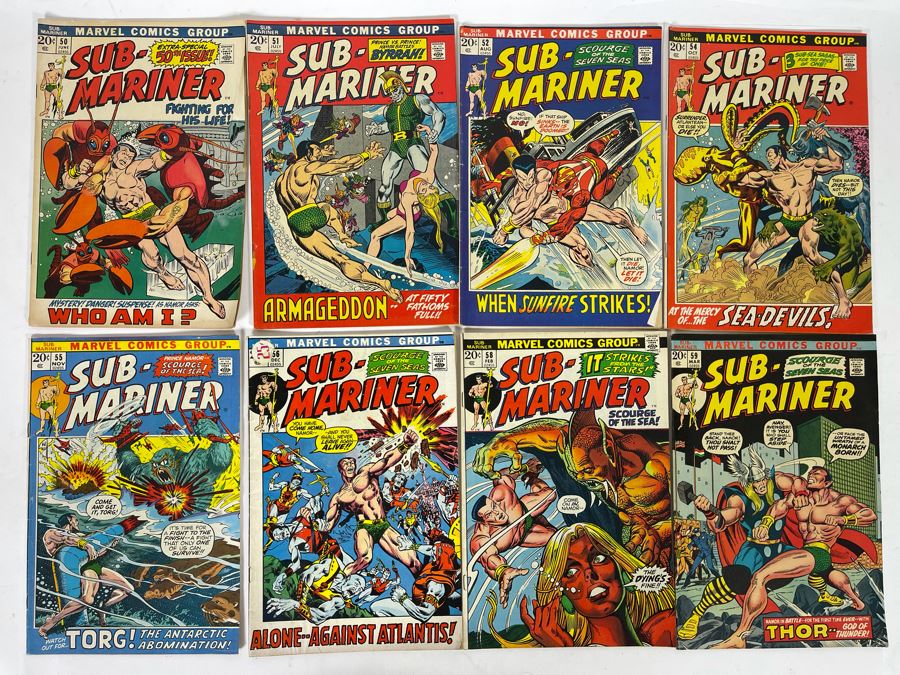 Marvel Sub-Mariner Comic Books: #50,51,52,54,55,56,58,59 [Photo 1]