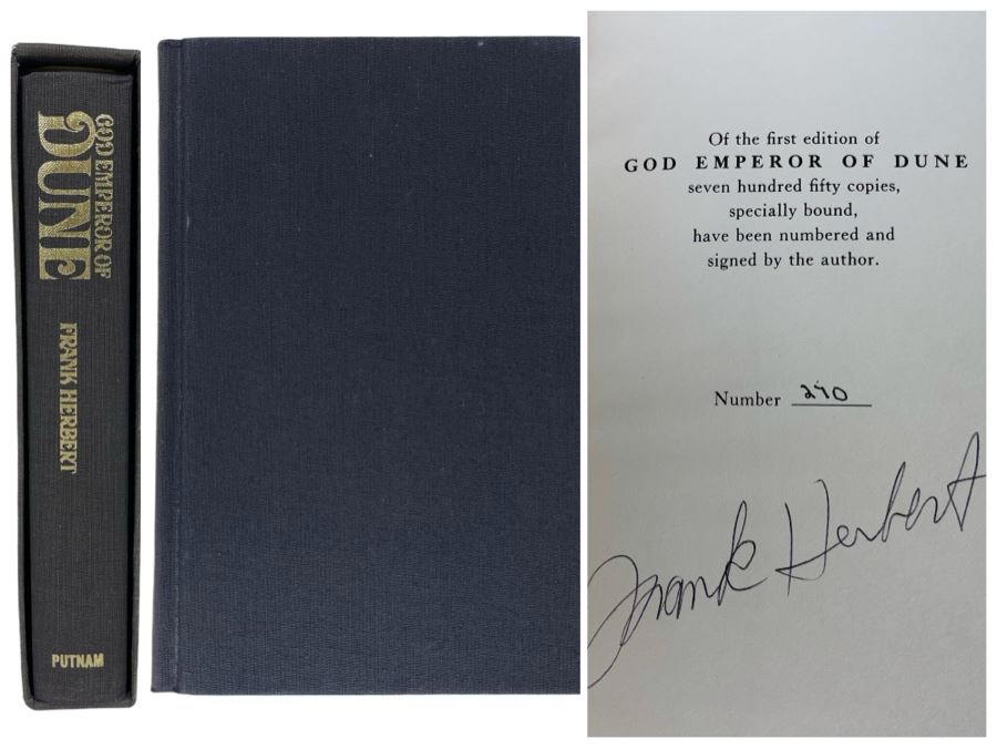 Rare Limited Signed First Edition Book With Slipcover God Emperor Of Dune Signed By Frank Herbert 270 Of 750