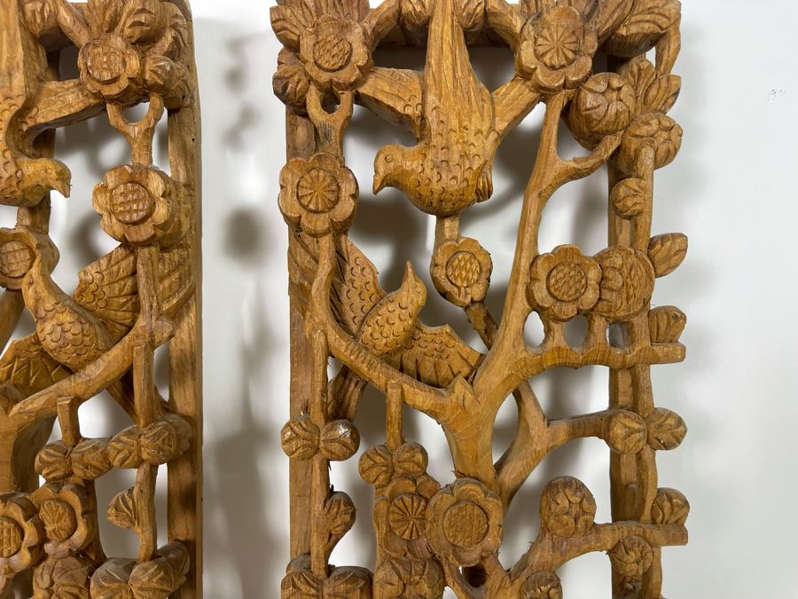 Pair Of Relief Carved Wooden Asian Panels 5.5W X 23H X 2D [Photo 8]