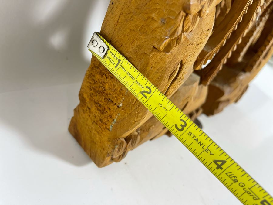 Pair Of Relief Carved Wooden Asian Panels 5.5W X 23H X 2D [Photo 12]