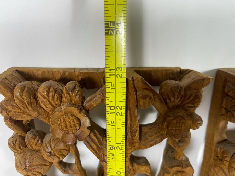 Pair Of Relief Carved Wooden Asian Panels 5.5W X 23H X 2D [Photo 11]