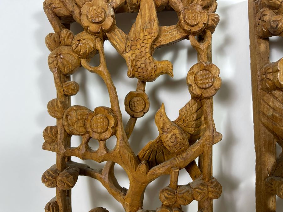 Pair Of Relief Carved Wooden Asian Panels 5.5W X 23H X 2D [Photo 7]