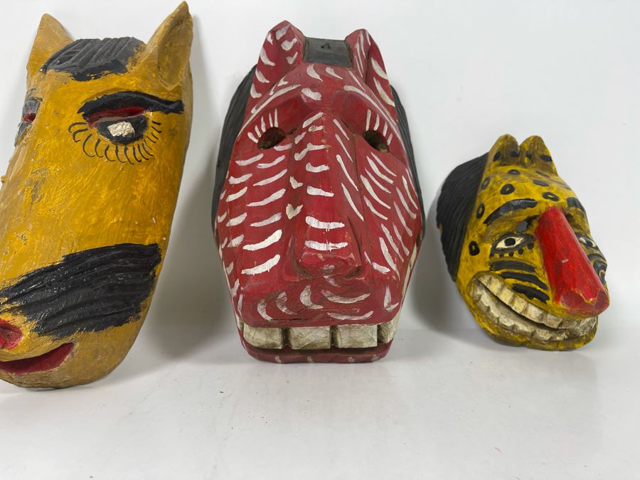 (3) Handmade Wooden Ethnic Masks [Photo 5]