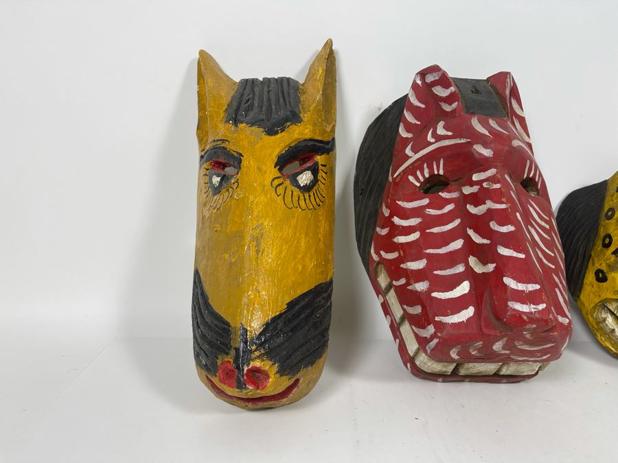 (3) Handmade Wooden Ethnic Masks [Photo 4]