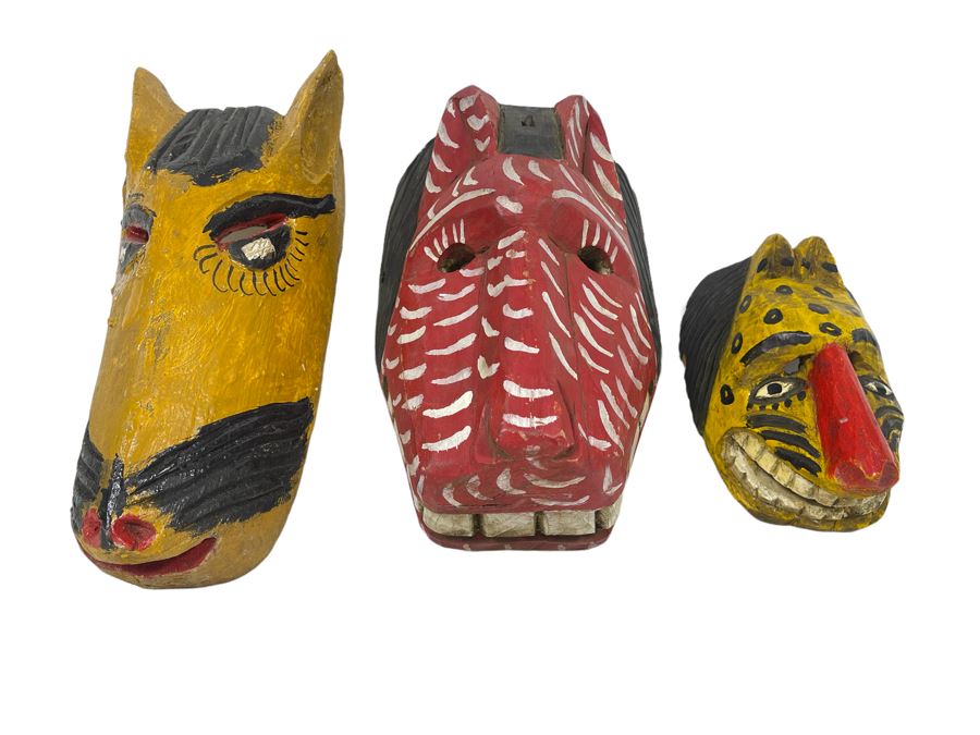 (3) Handmade Wooden Ethnic Masks