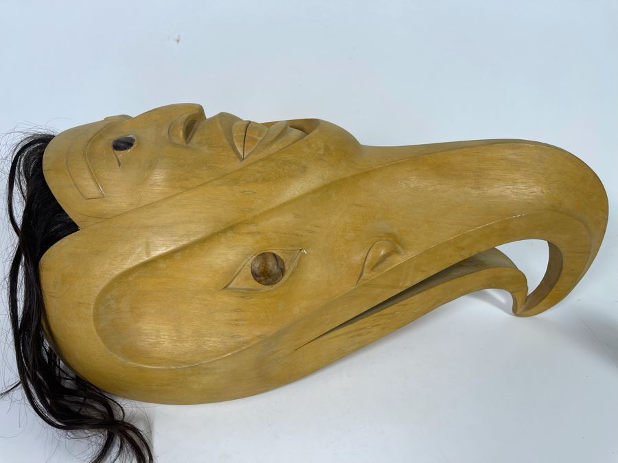 Handmade Mask Signed 1B. Oka Mas. Bali Home Astina With Artist Signature 21W X 11W X 9D [Photo 3]