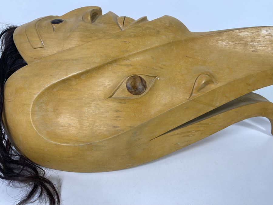 Handmade Mask Signed 1B. Oka Mas. Bali Home Astina With Artist Signature 21W X 11W X 9D [Photo 4]