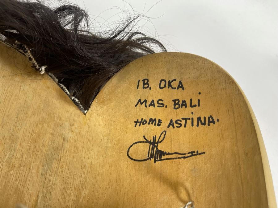 Handmade Mask Signed 1B. Oka Mas. Bali Home Astina With Artist Signature 21W X 11W X 9D [Photo 11]