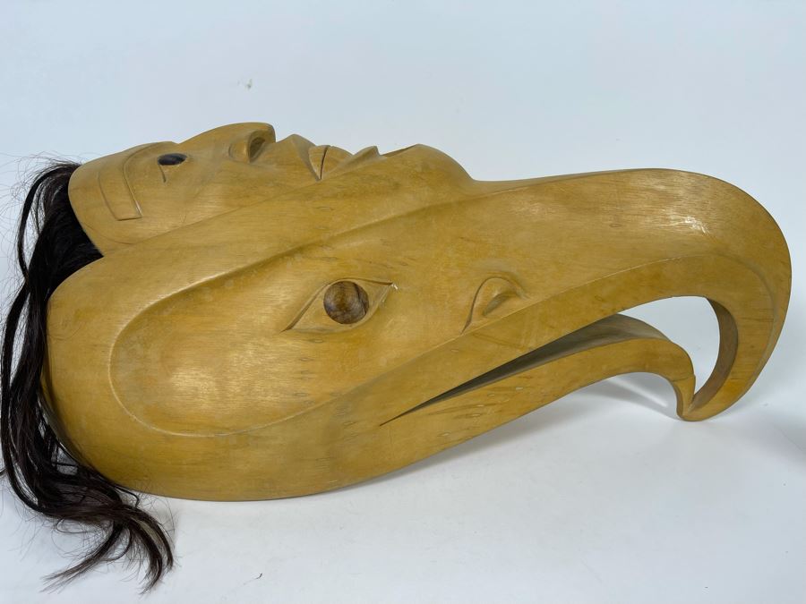 Handmade Mask Signed 1B. Oka Mas. Bali Home Astina With Artist Signature 21W X 11W X 9D [Photo 2]