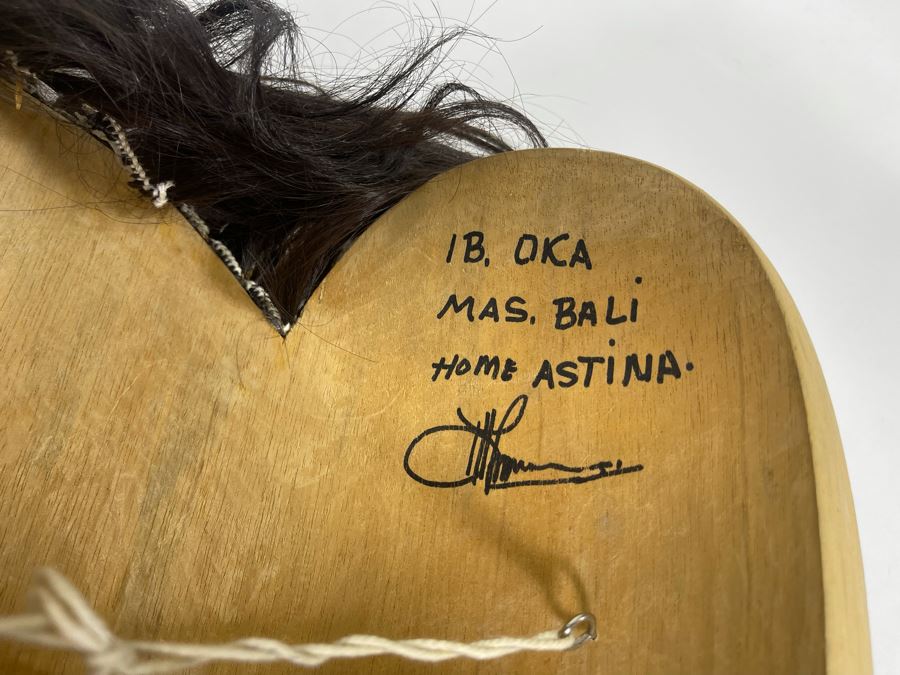 Handmade Mask Signed 1B. Oka Mas. Bali Home Astina With Artist Signature 21W X 11W X 9D [Photo 12]
