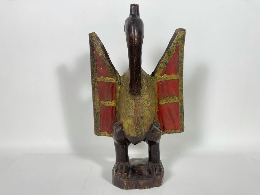 Handmade Wooden / Metal Bird Sculpture Made In Ghana 9W X 5D X 16.5H [Photo 4]