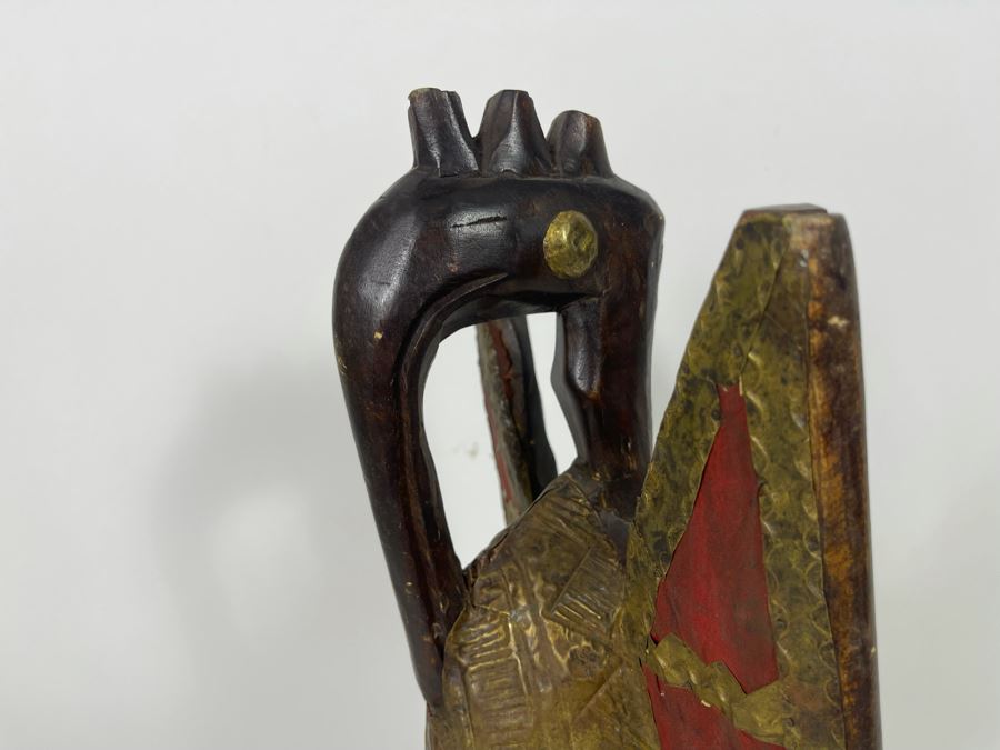 Handmade Wooden / Metal Bird Sculpture Made In Ghana 9W X 5D X 16.5H [Photo 8]