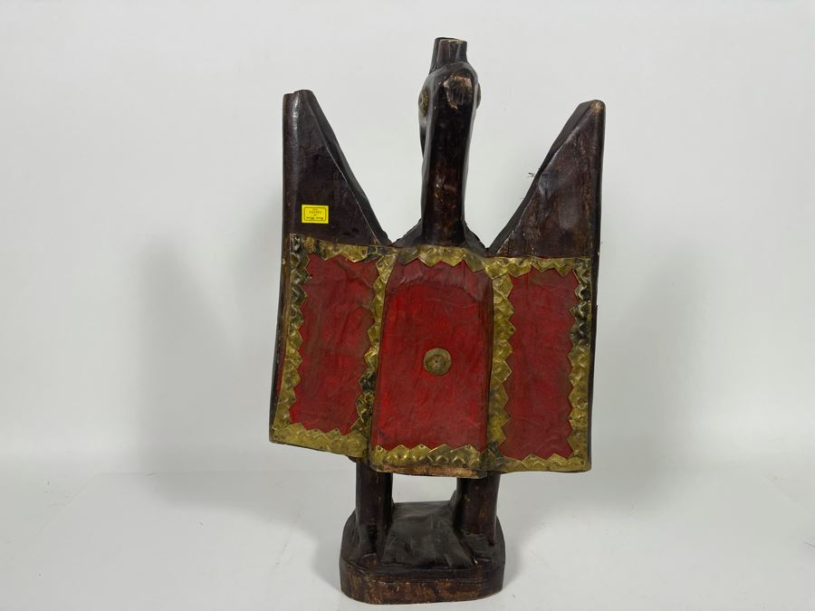 Handmade Wooden / Metal Bird Sculpture Made In Ghana 9W X 5D X 16.5H [Photo 6]