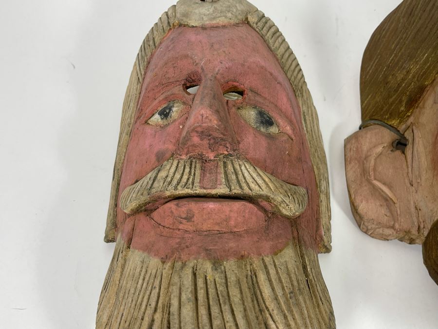 Pair Of Handmade Wooden Ethnic Masks [Photo 8]