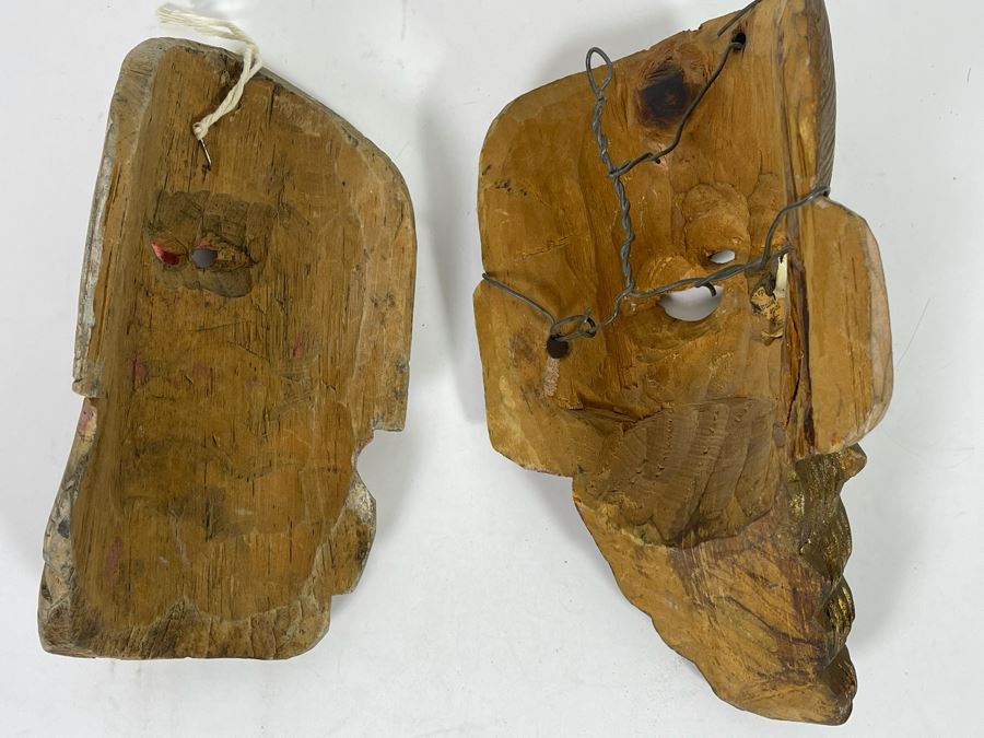 Pair Of Handmade Wooden Ethnic Masks [Photo 9]