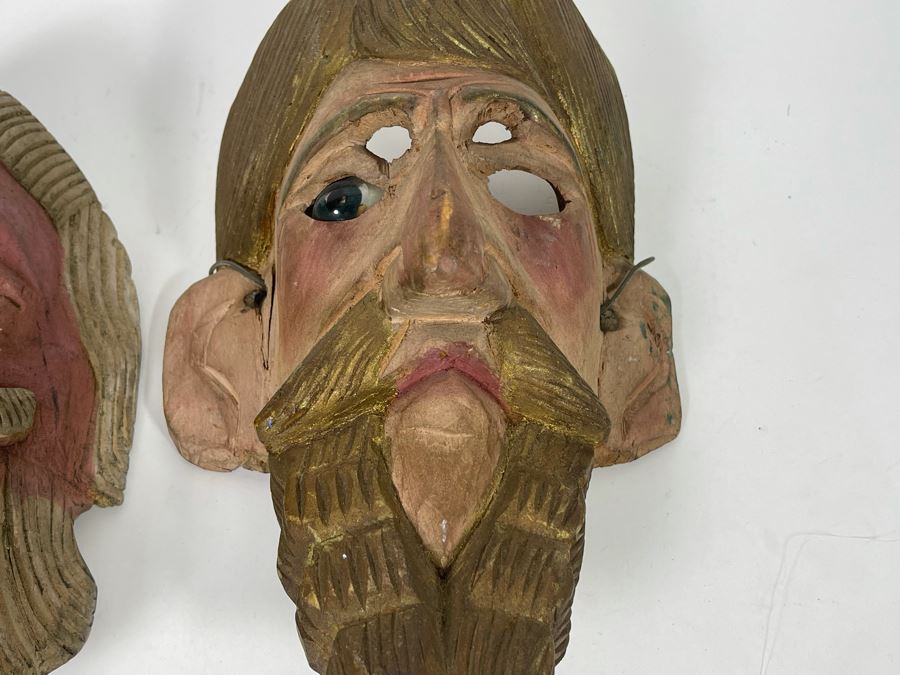 Pair Of Handmade Wooden Ethnic Masks [Photo 6]