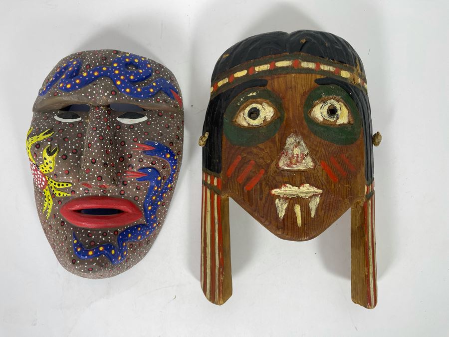 Pair Of Wooden Handmade Masks [Photo 2]
