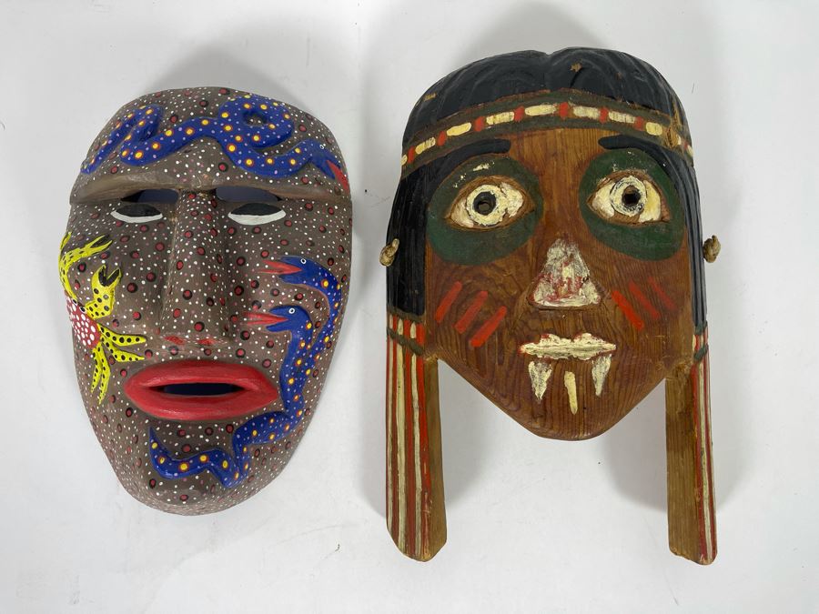 Pair Of Wooden Handmade Masks [Photo 3]