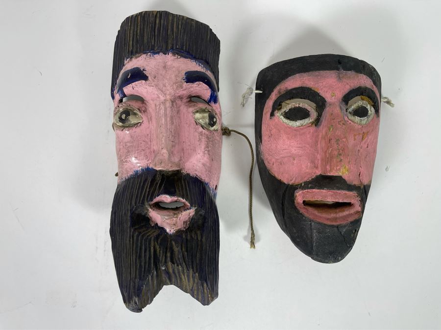 Pair Of Wooden Handmade Masks [Photo 2]